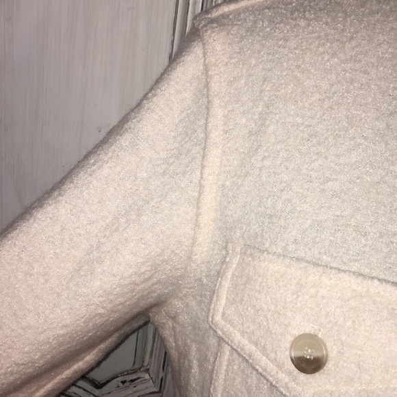 OAK & FORT Thick Rayon Wool Blend Long Sleeve Pointed Collar Button Down Shacket - Picture 6 of 15